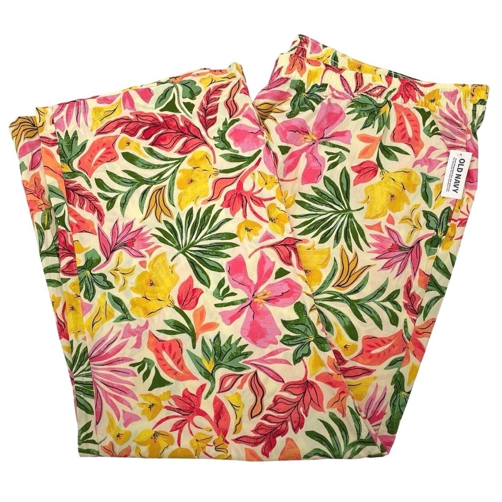 NWT Old Navy Womens 3X Floral Print Lounge Pants Elastic Waist‎ Tropical Pockets
